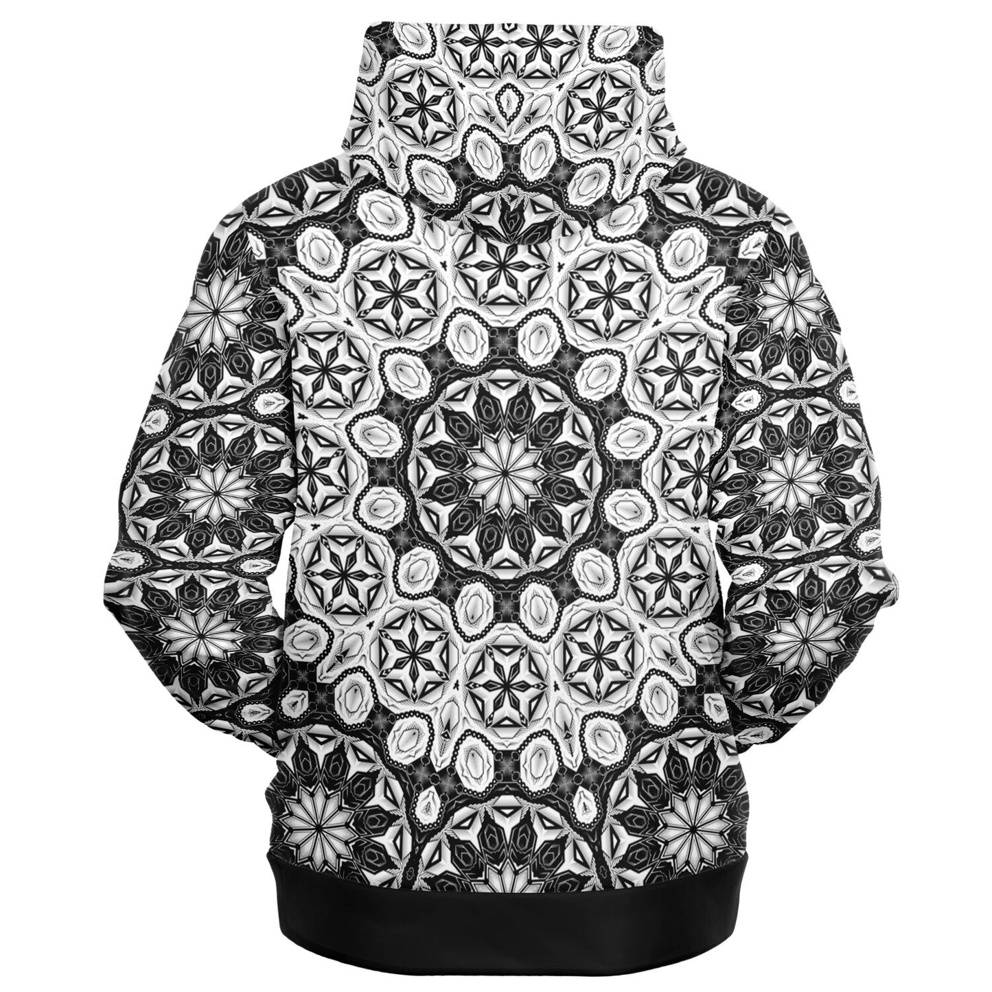 BlackWhite Deco Mandala Zip Hoodie