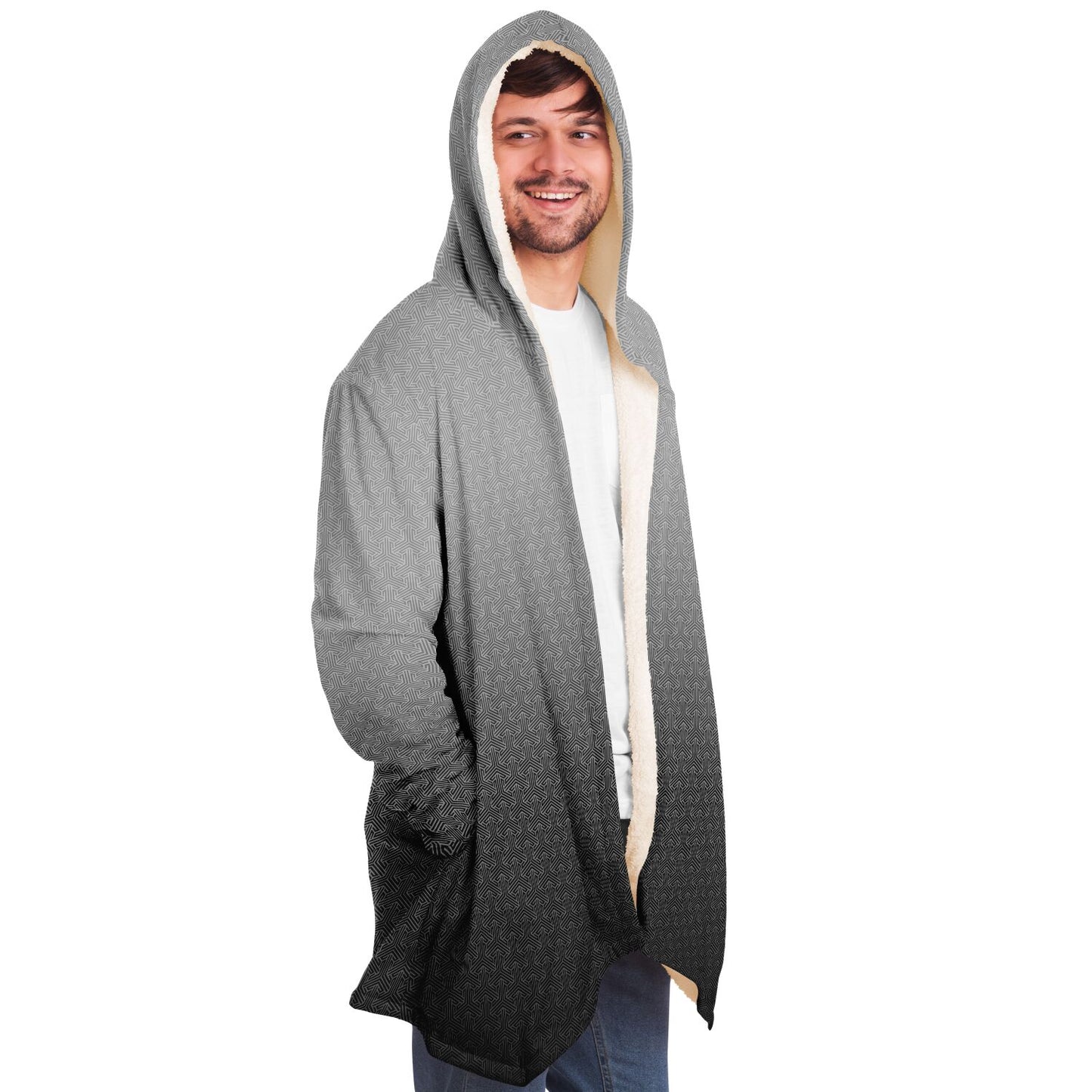 Gray Tessellation Fade Hooded Cloak