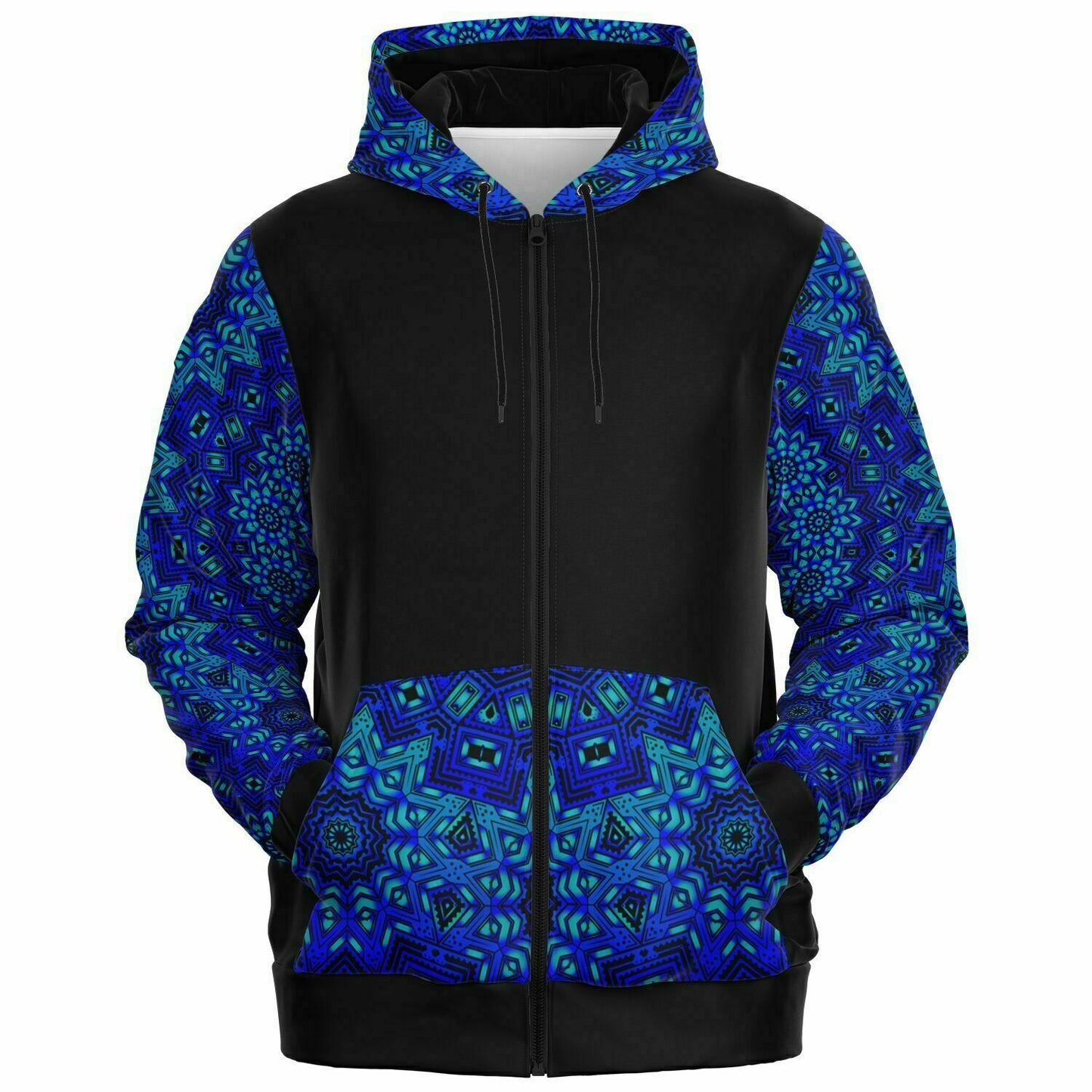 Ice Blue Deco Mandala Zip Hoodie