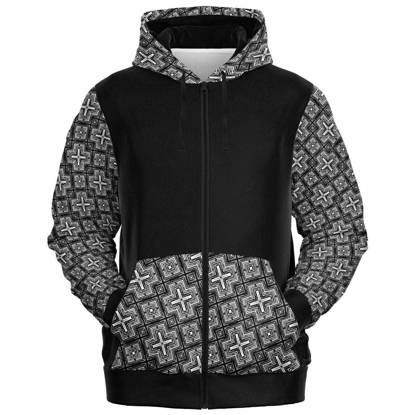 Black/White Deco Zip Hoodie