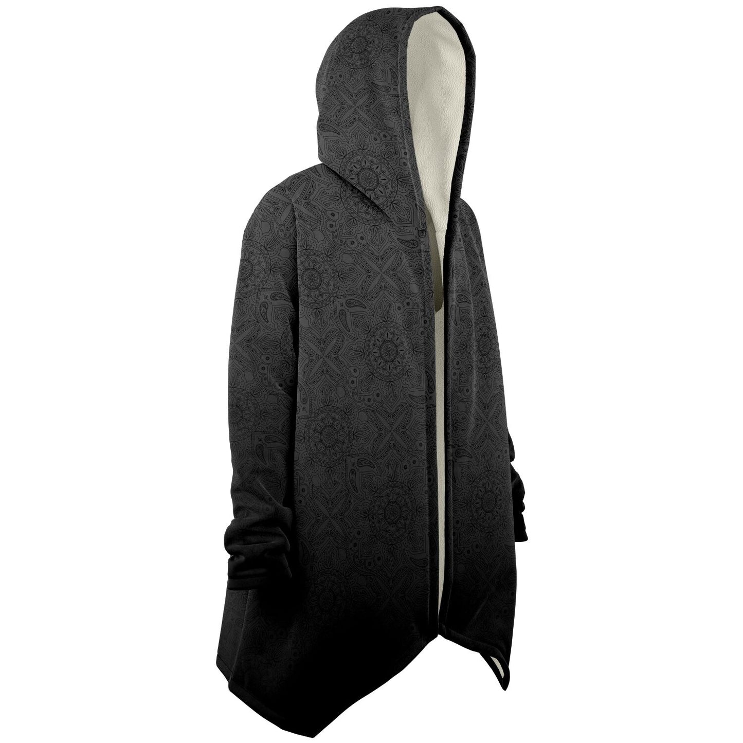 Black/Grey Paisley Hooded Cloak