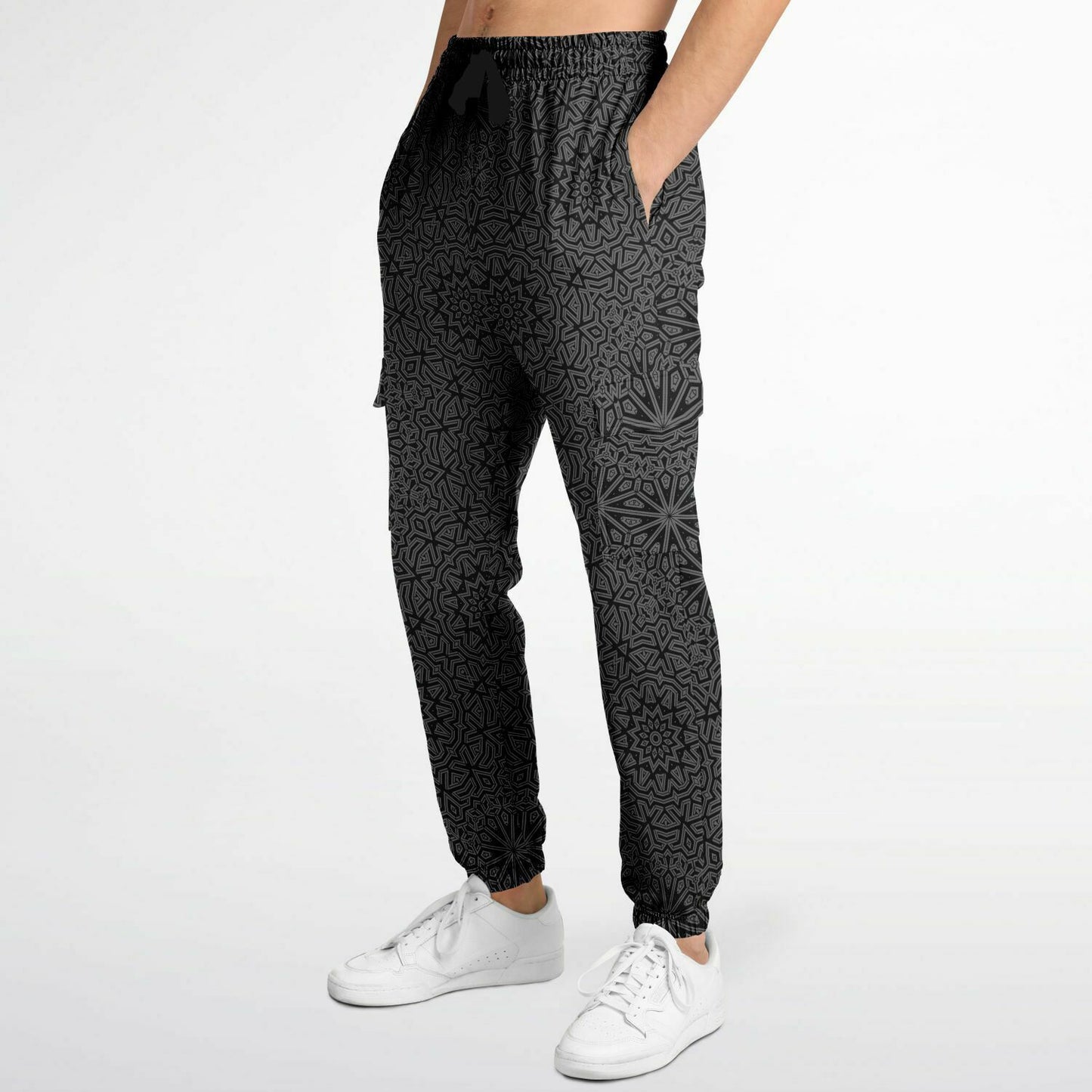 Black Impossible Geometry Cargo Joggers