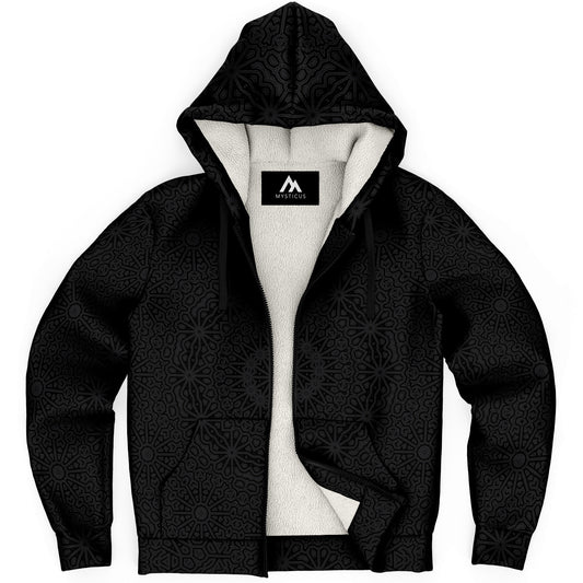 Black/Charcoal Mandala Sherpa Hoodie