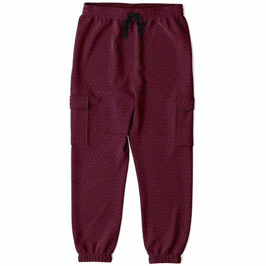 Maroon Patterned Cargo Joggers