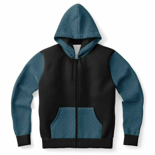 Blue/Charcoal Patterned Zip Hoodie