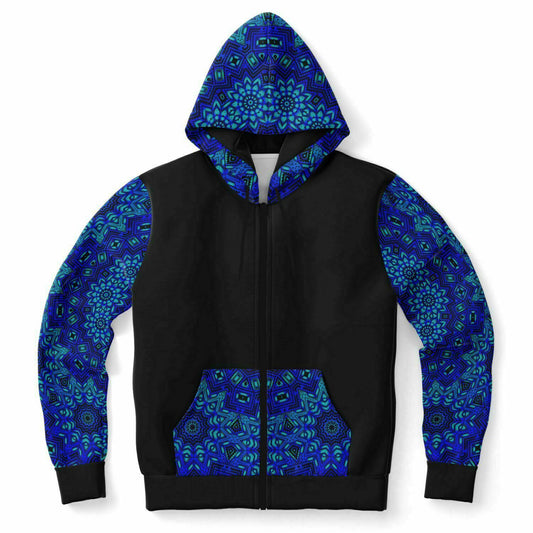 Ice Blue Deco Mandala Zip Hoodie