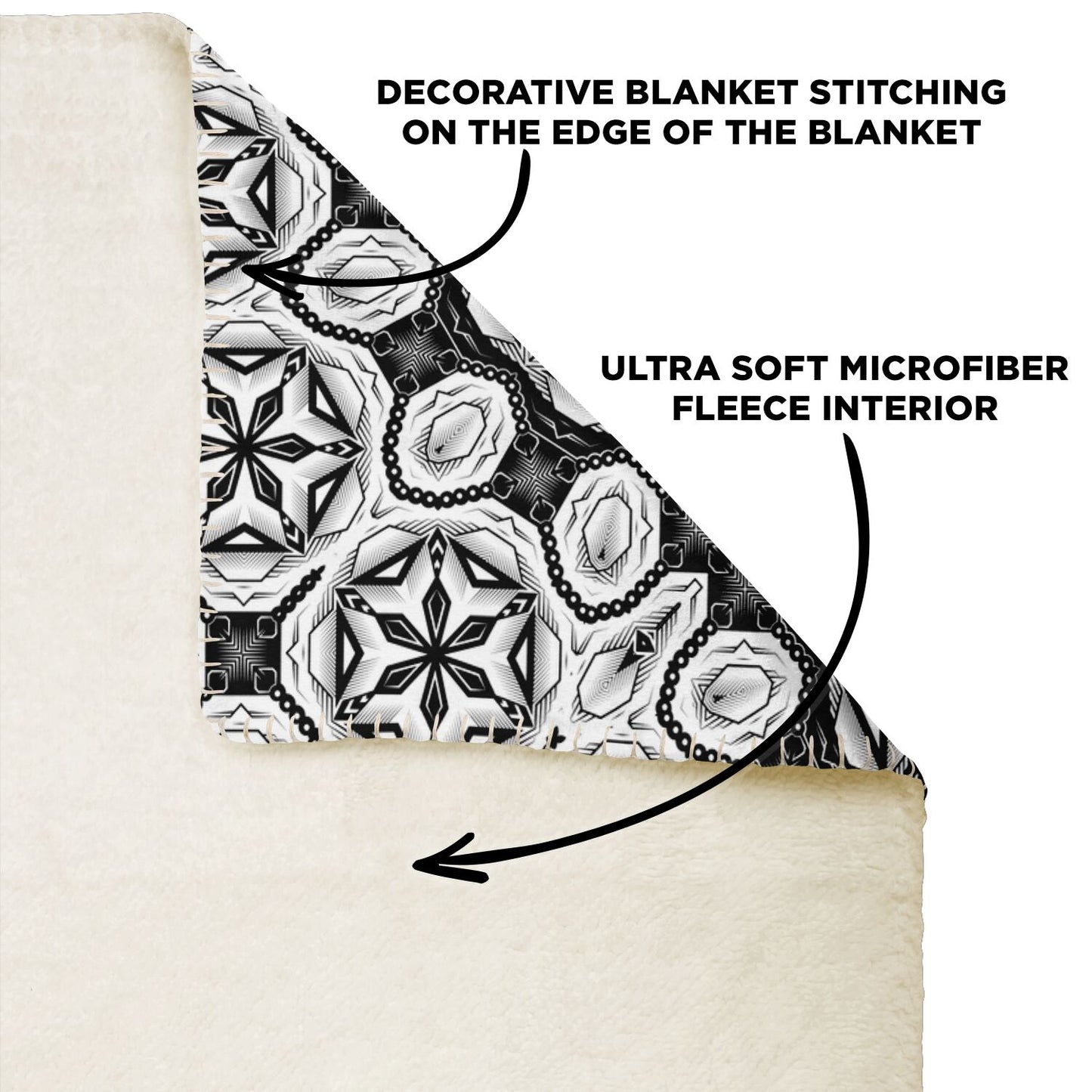 Black/White Deco Mandala Blanket