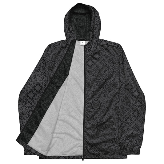 Black/Gray Impossible Geometry Mandala Windbreaker