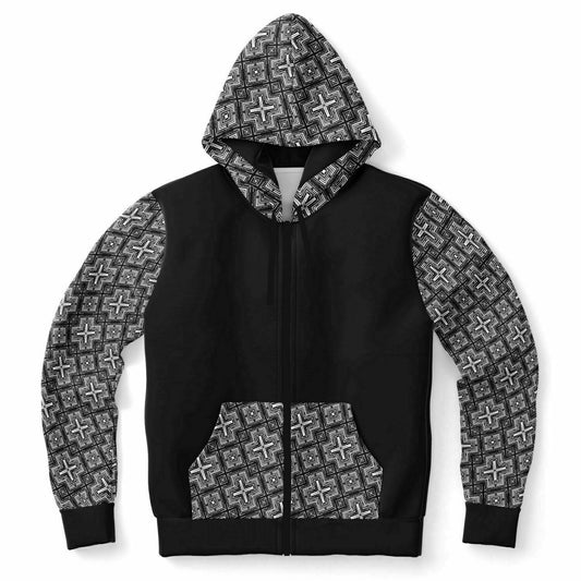 Black/White Deco Zip Hoodie