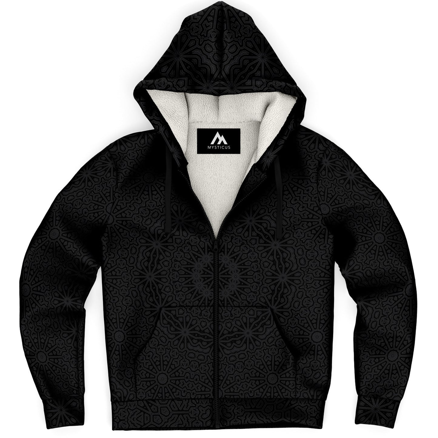 Black/Charcoal Mandala Sherpa Hoodie