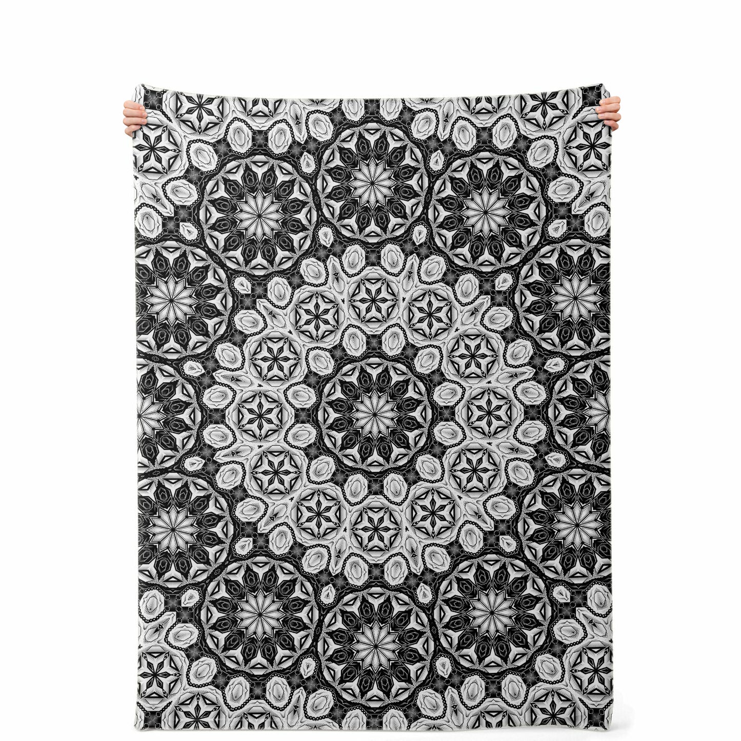 Black/White Deco Mandala Blanket